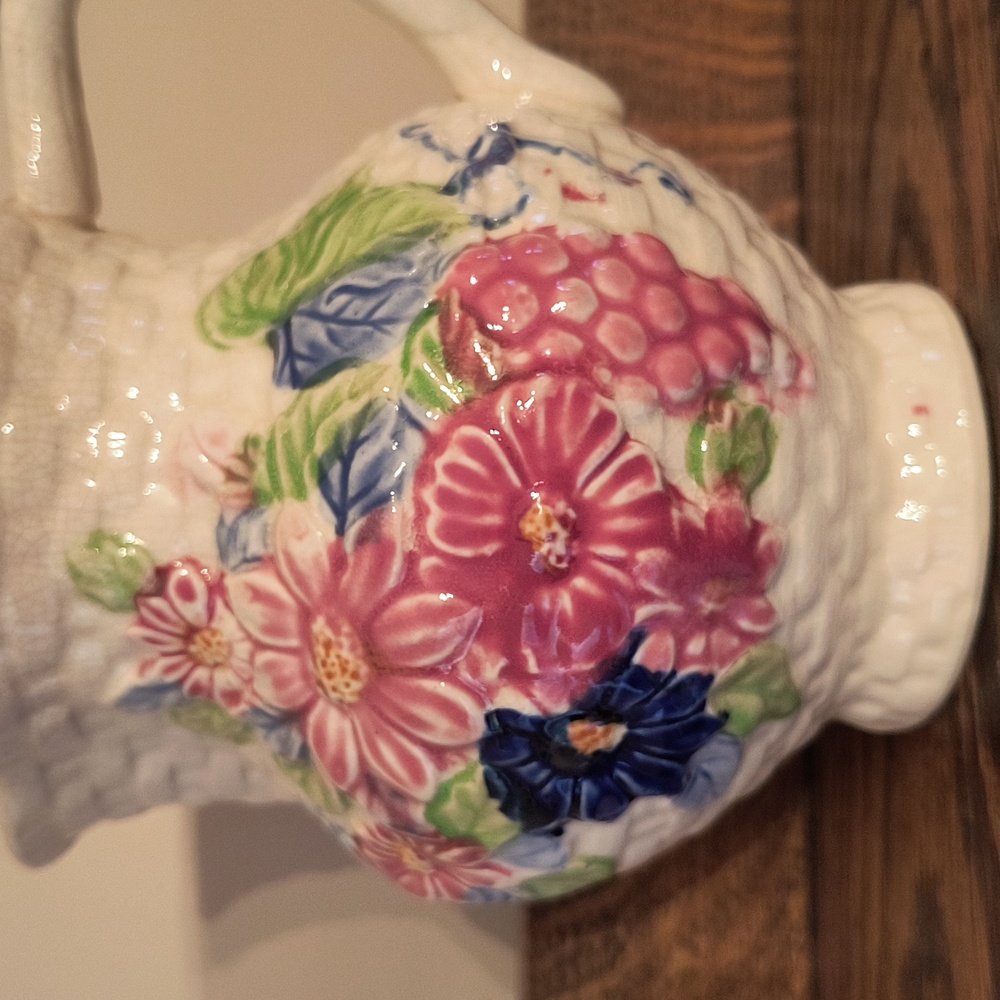 Vintage Ceramic Braided Floral Pitcher - Picture 7 of 15